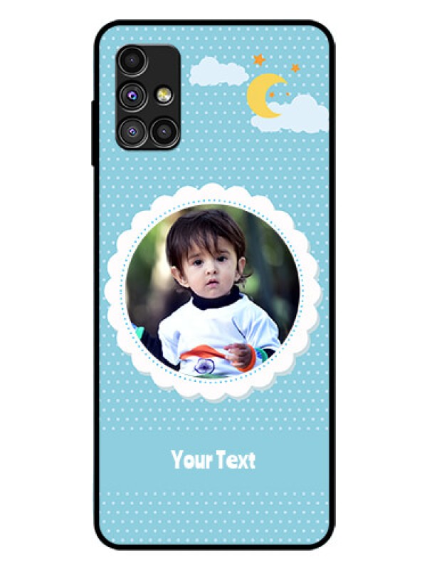 Custom Galaxy M51 Personalised Glass Phone Case  - Violet Pattern Design