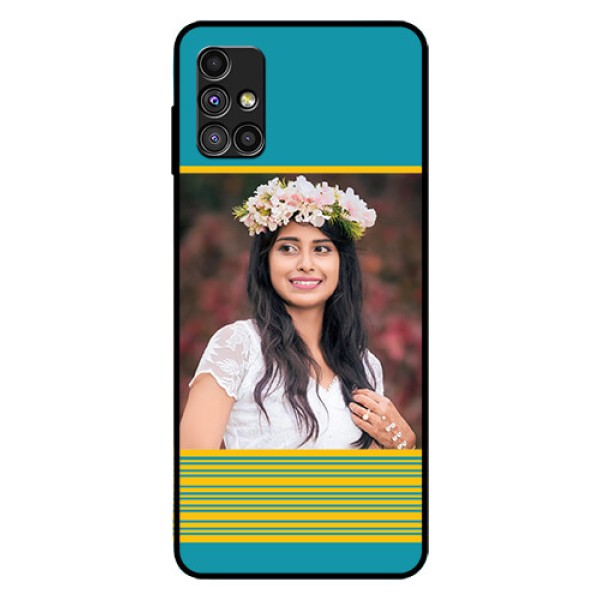 Galaxy M51 Custom Glass Phone Case  - Yellow & Blue Design 
