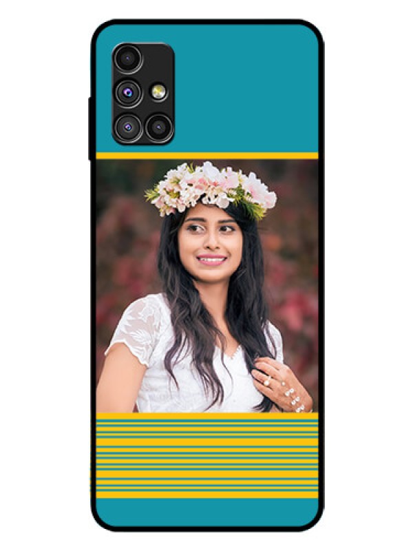 Custom Galaxy M51 Custom Glass Phone Case  - Yellow & Blue Design 