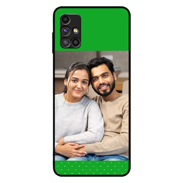 Galaxy M51 Personalized Glass Phone Case  - Green Pattern Design