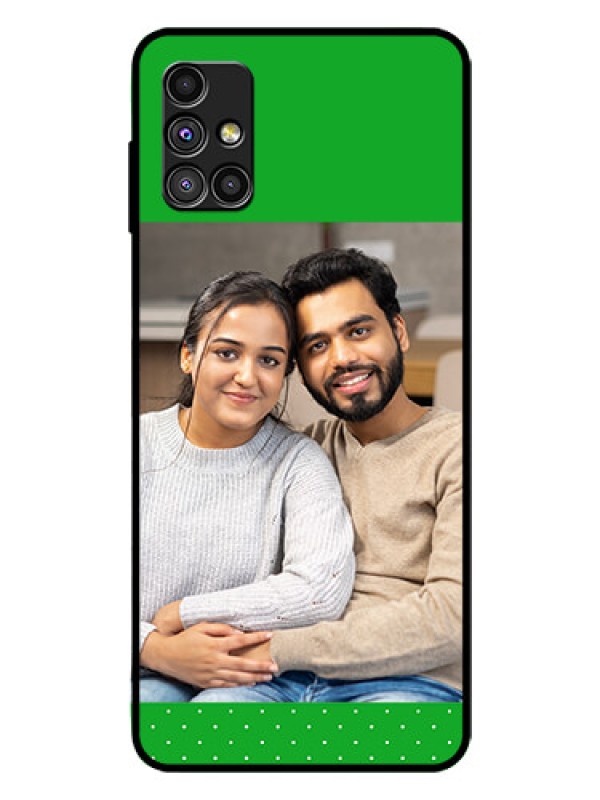 Custom Galaxy M51 Personalized Glass Phone Case  - Green Pattern Design
