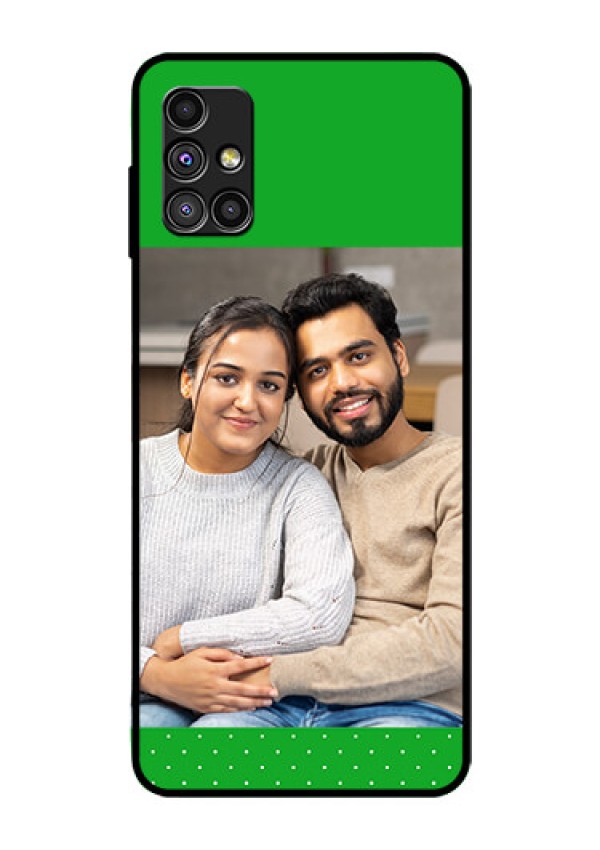 Galaxy M51 Personalized Glass Phone Case  - Green Pattern Design