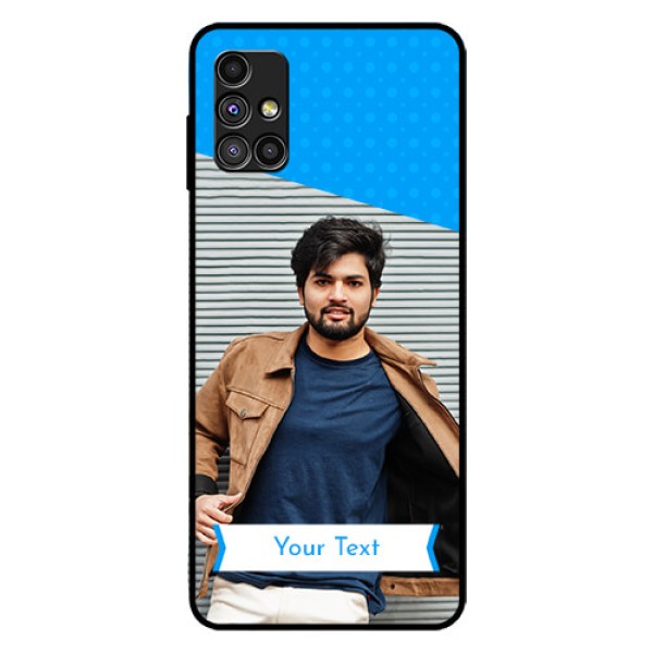 Galaxy M51 Photo Printing on Glass Case  - Simple Blue Color Design