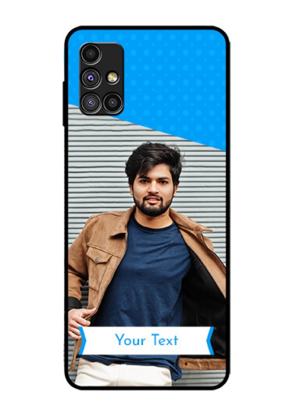 Galaxy M51 Photo Printing on Glass Case  - Simple Blue Color Design