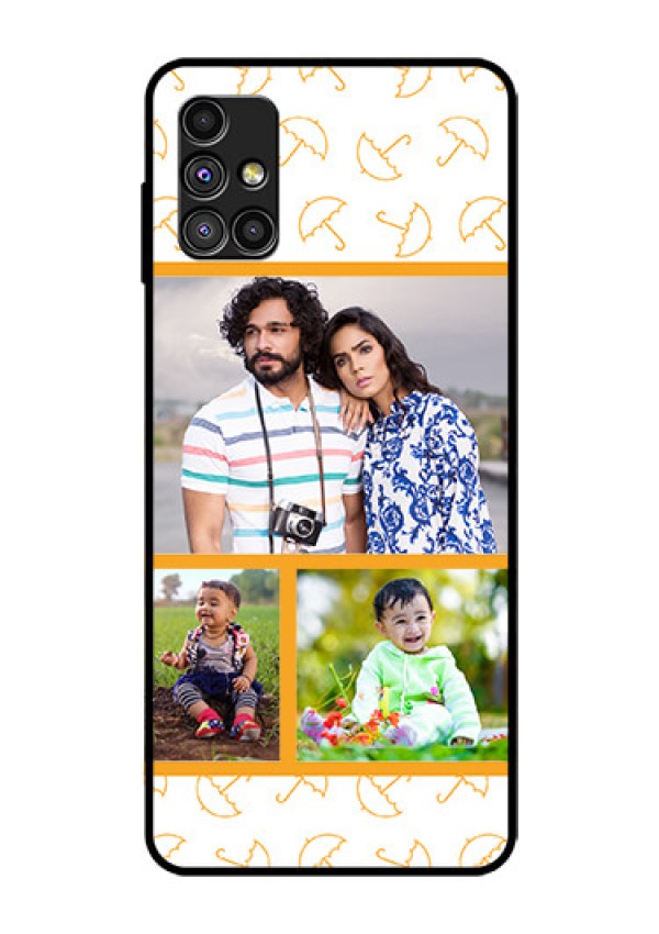Galaxy M51 Custom Glass Mobile Case  - Yellow Pattern Design