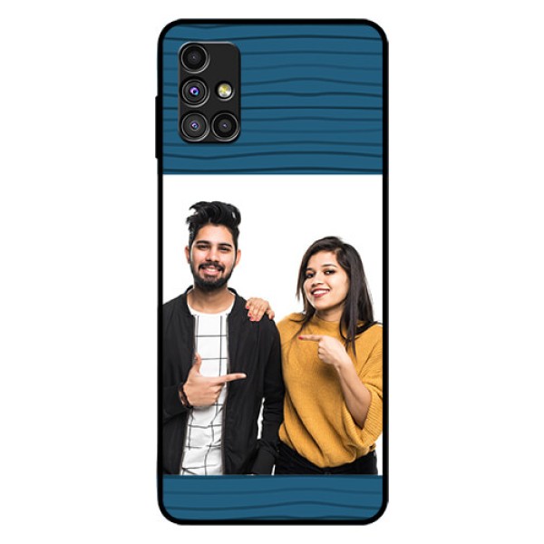 Galaxy M51 Custom Glass Phone Case  - Blue Pattern Cover Design