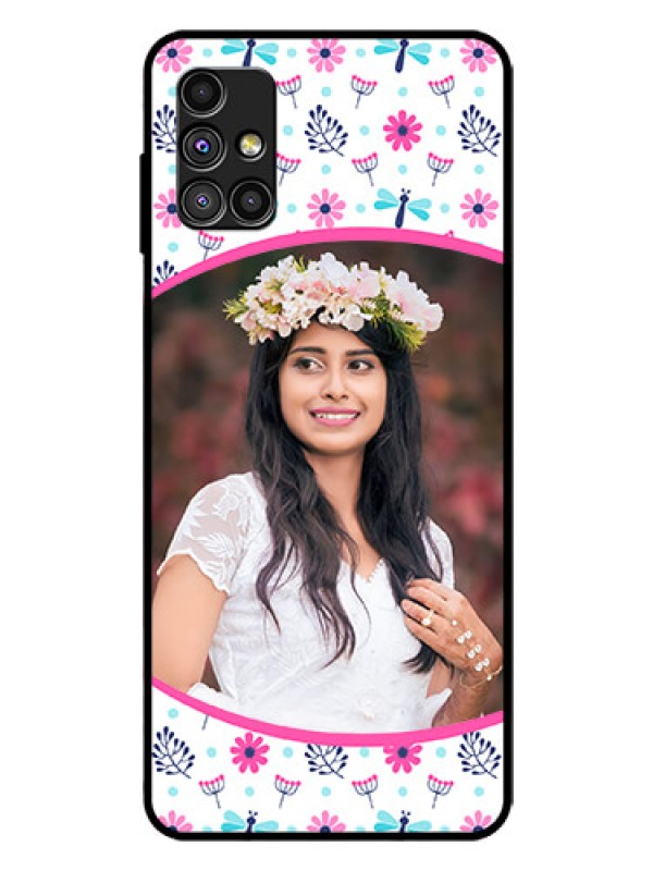 Custom Galaxy M51 Photo Printing on Glass Case  - Colorful Flower Design