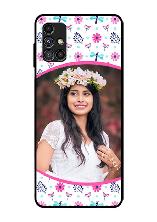 Galaxy M51 Photo Printing on Glass Case  - Colorful Flower Design