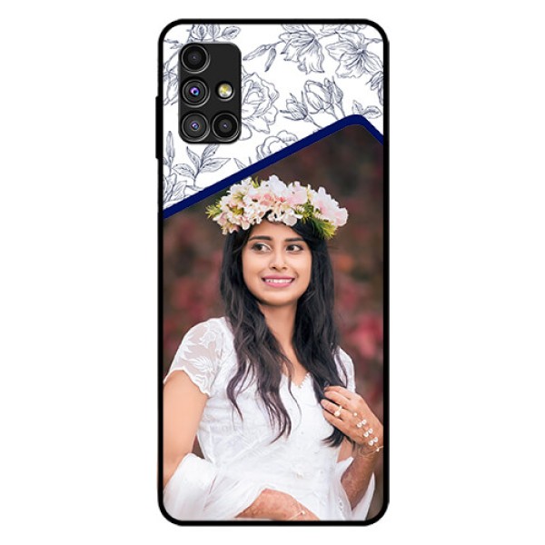 Galaxy M51 Personalized Glass Phone Case  - Premium Floral Design