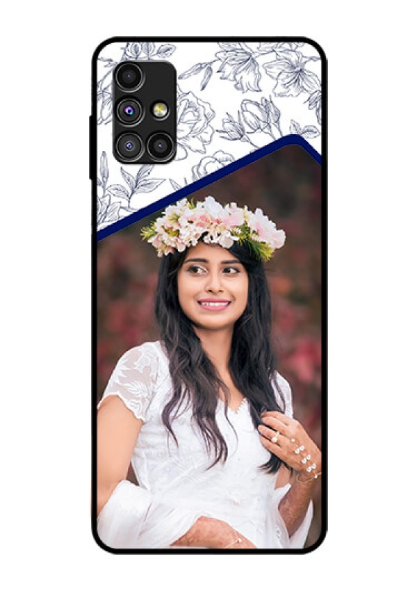 Galaxy M51 Personalized Glass Phone Case  - Premium Floral Design