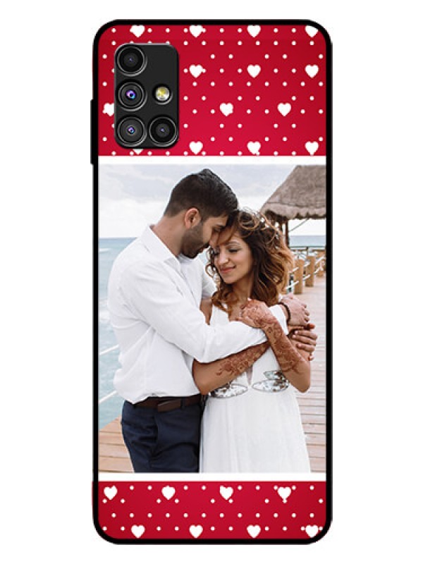 Custom Galaxy M51 Photo Printing on Glass Case  - Hearts Mobile Case Design
