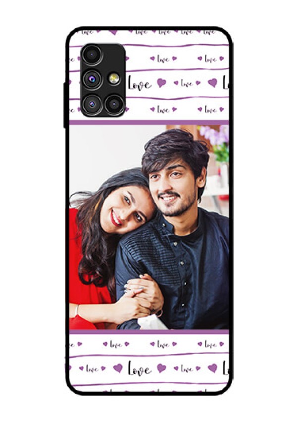 Galaxy M51 Custom Glass Mobile Case  - Couples Heart Design
