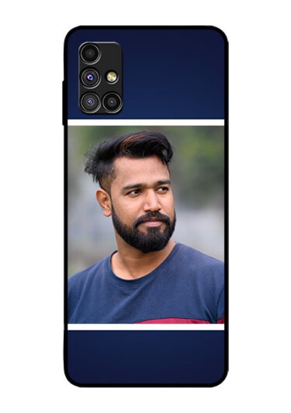 Galaxy M51 Personalized Glass Phone Case  - Simple Royal Blue Design