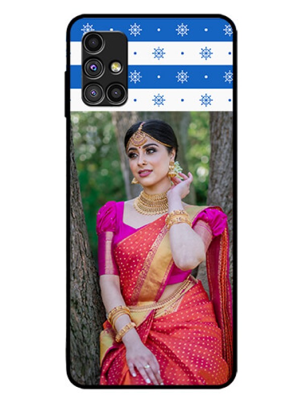 Custom Galaxy M51 Photo Printing on Glass Case  - Snow Pattern Design