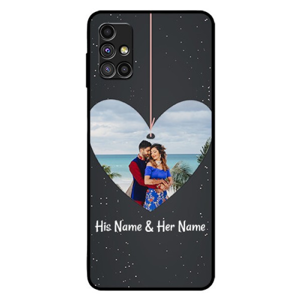 Galaxy M51 Custom Glass Phone Case  - Hanging Heart Design