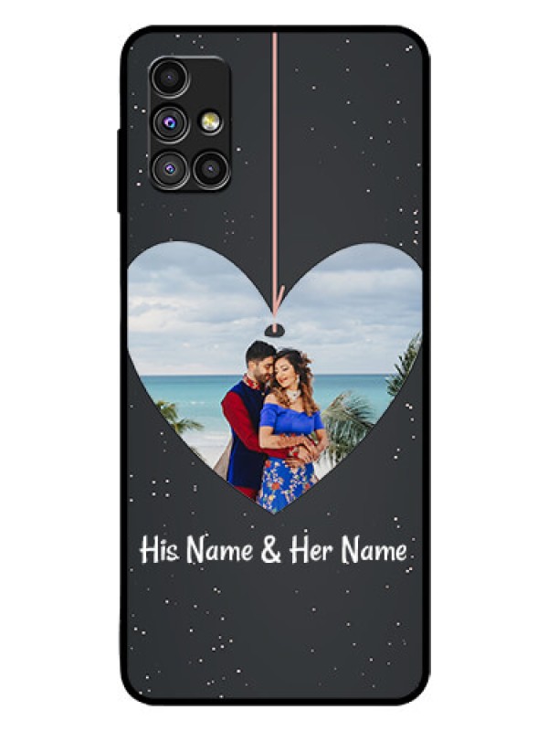 Custom Galaxy M51 Custom Glass Phone Case  - Hanging Heart Design
