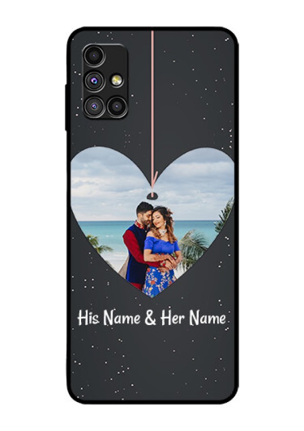 Galaxy M51 Custom Glass Phone Case  - Hanging Heart Design