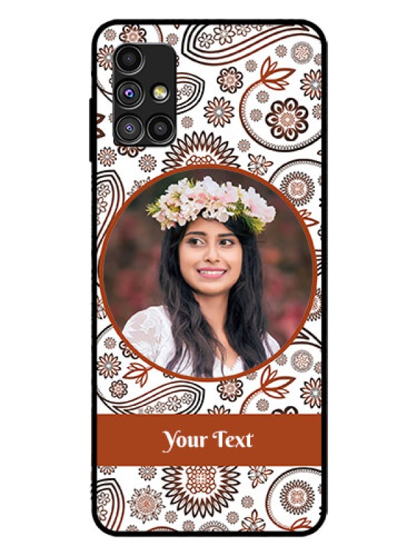 Custom Galaxy M51 Custom Glass Mobile Case  - Abstract Floral Design 