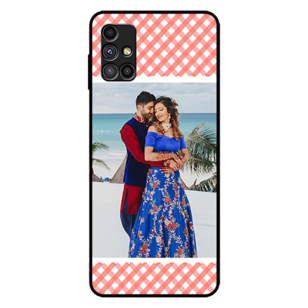 Galaxy M51 Personalized Glass Phone Case  - Pink Pattern Design
