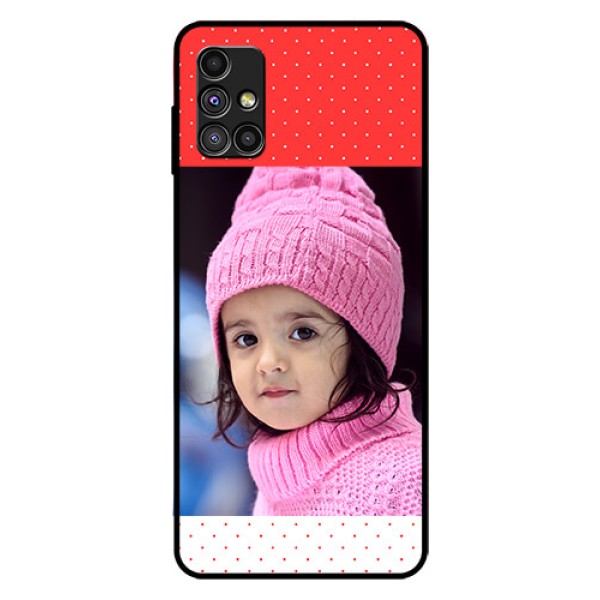 Galaxy M51 Photo Printing on Glass Case  - Red Pattern Design