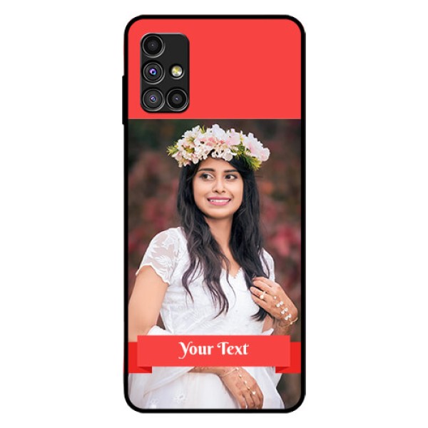 Galaxy M51 Custom Glass Phone Case  - Simple Red Color Design