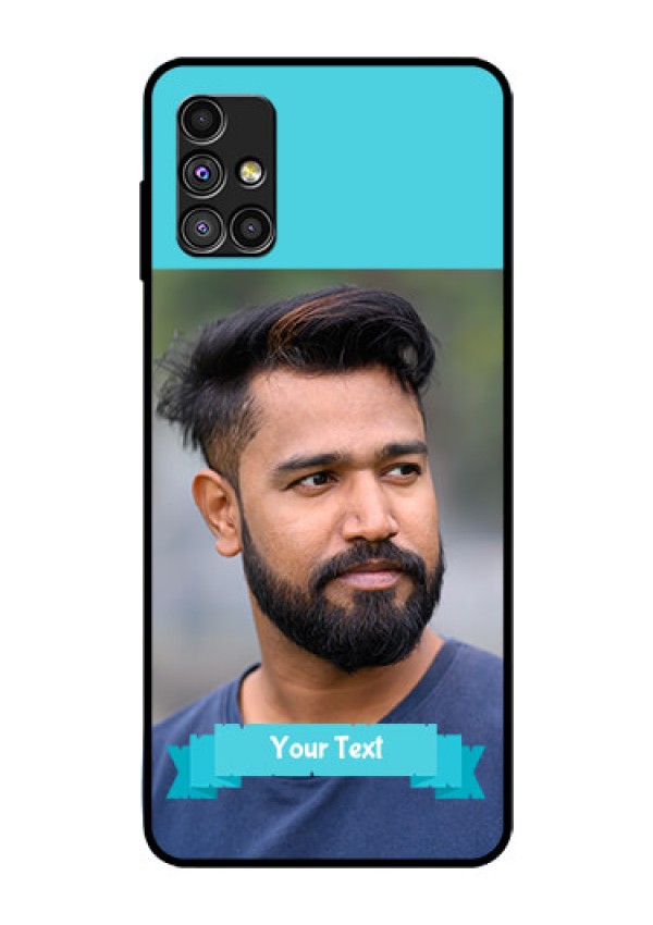 Galaxy M51 Personalized Glass Phone Case  - Simple Blue Color Design