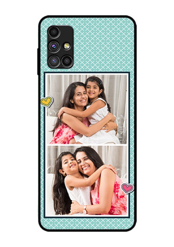Galaxy M51 Custom Glass Phone Case  - 2 Image Holder with Pattern Design