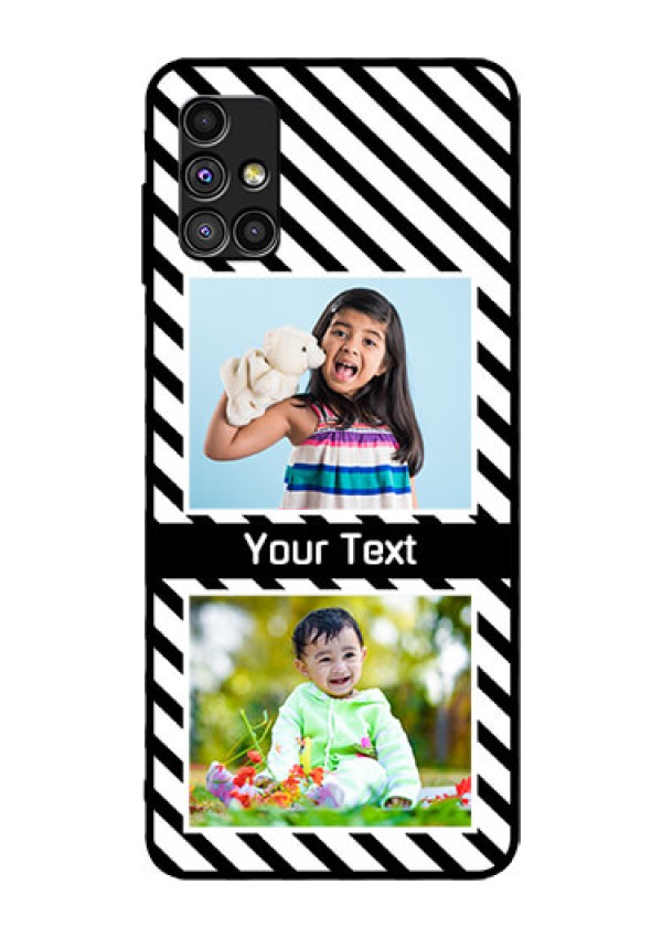 Galaxy M51 Photo Printing on Glass Case  - Black And White Stripes Design