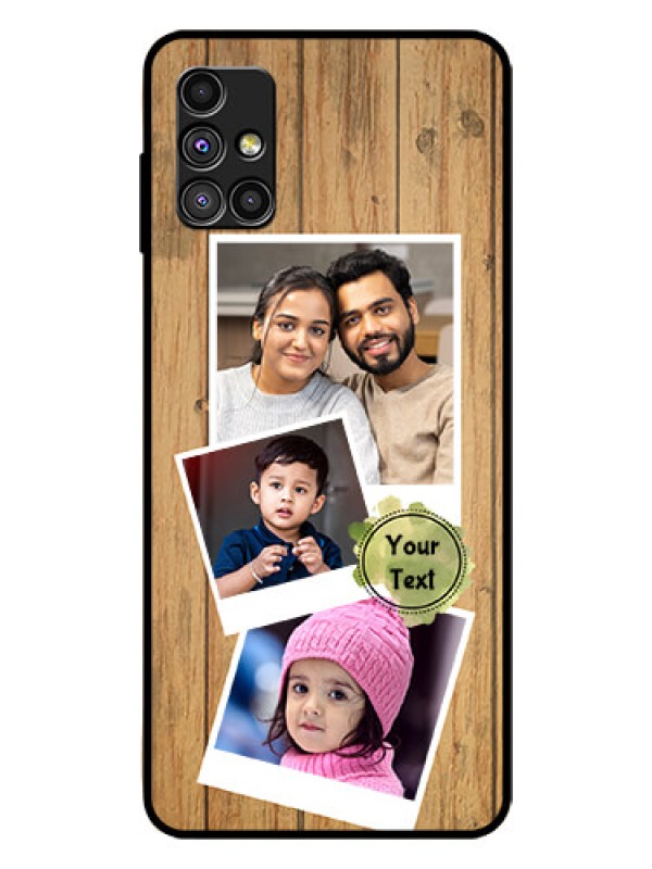 Custom Galaxy M51 Custom Glass Phone Case  - Wooden Texture Design