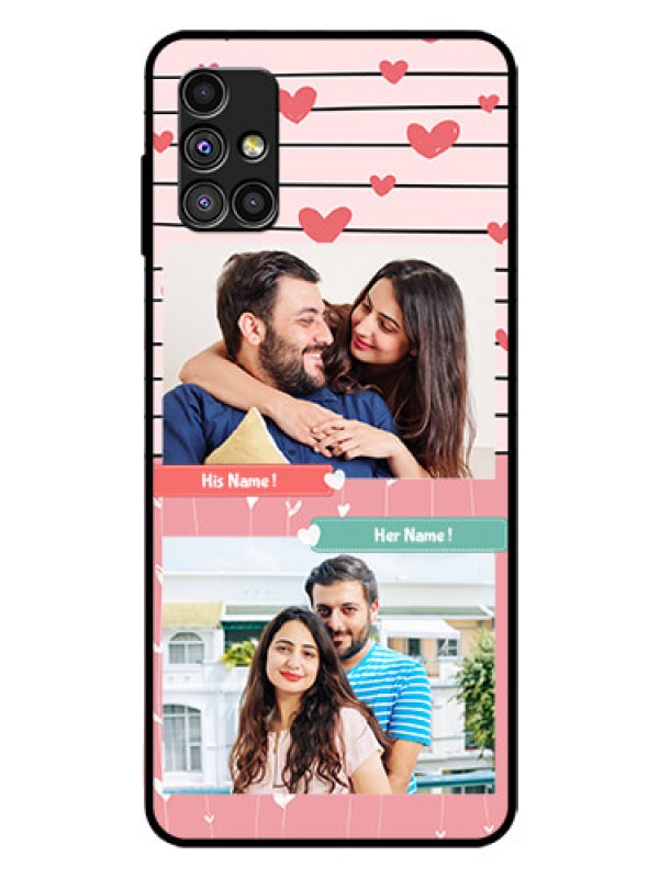Custom Galaxy M51 Custom Glass Mobile Case  - Photo with Heart Design