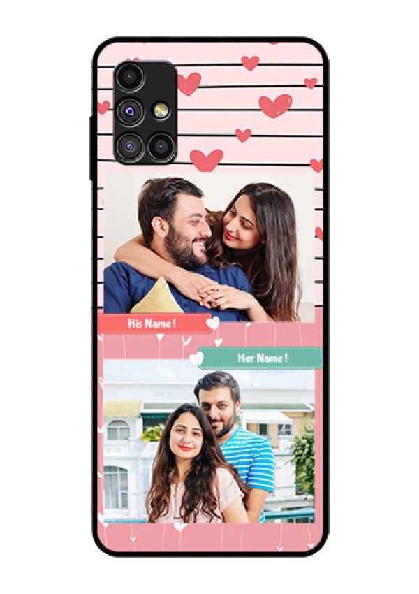 Galaxy M51 Custom Glass Mobile Case  - Photo with Heart Design