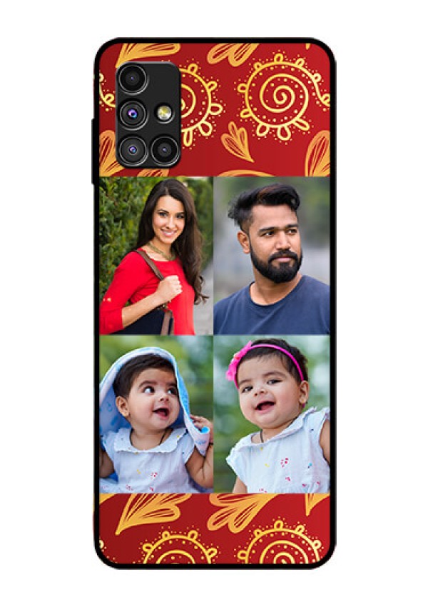Galaxy M51 Photo Printing on Glass Case  - 4 Image Traditional Design