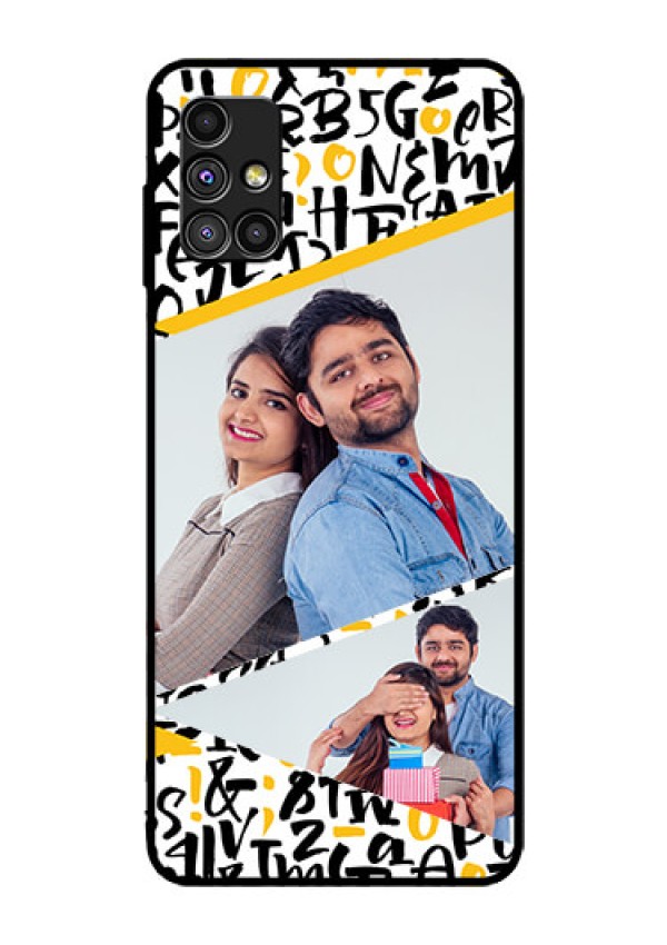 Galaxy M51 Custom Glass Mobile Case  - Letters Pattern Design
