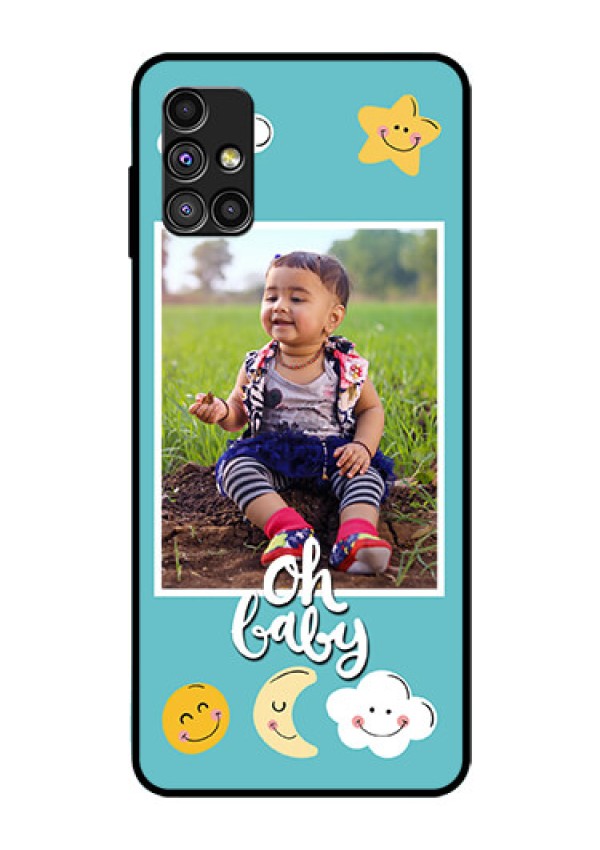 Galaxy M51 Personalized Glass Phone Case  - Smiley Kids Stars Design