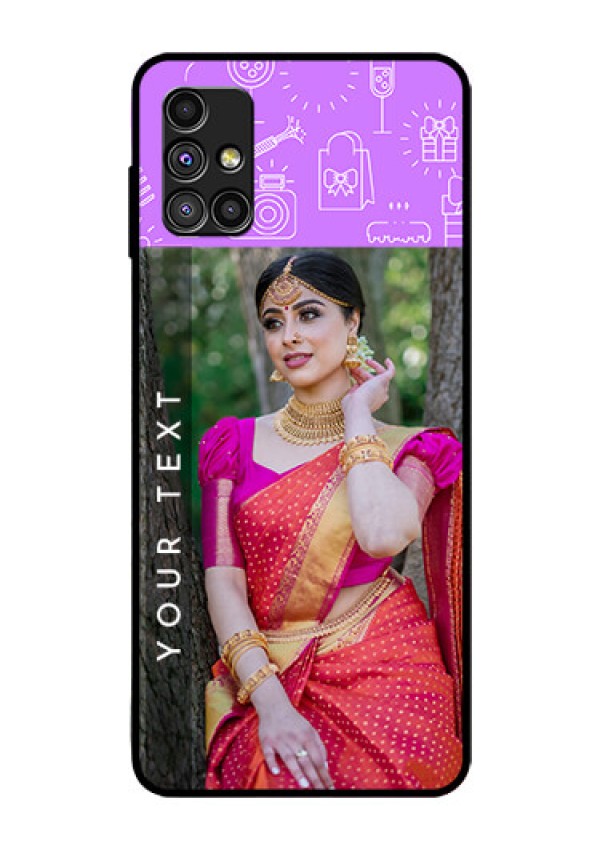 Galaxy M51 Custom Glass Mobile Case  - Birthday Icons Design