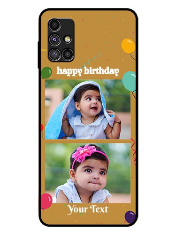 Custom Galaxy M51 Personalized Glass Phone Case  - Image Holder with Birthday Celebrations Design