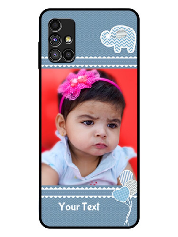 Custom Galaxy M51 Photo Printing on Glass Case  - with Kids Pattern Design