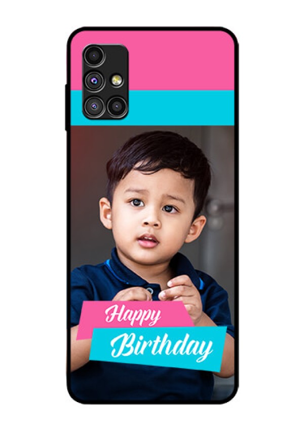 Galaxy M51 Personalized Glass Phone Case  - Image Holder with 2 Color Design