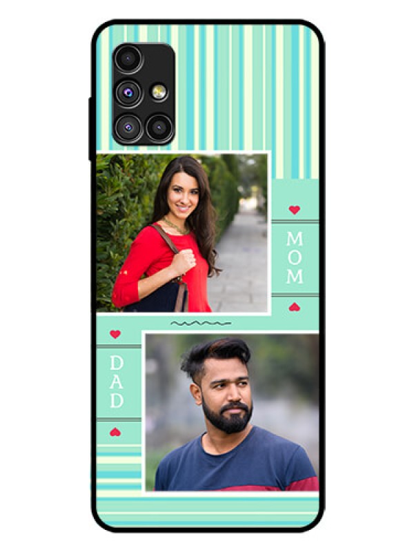 Custom Galaxy M51 Custom Glass Phone Case  - Mom & Dad Pic Design