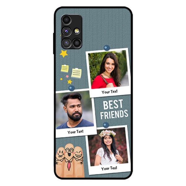 Galaxy M51 Personalized Glass Phone Case - Sticky Frames and Friendship Design Galaxy M51 Personalized Glass Phone Case - Sticky Frames and Friendship Design