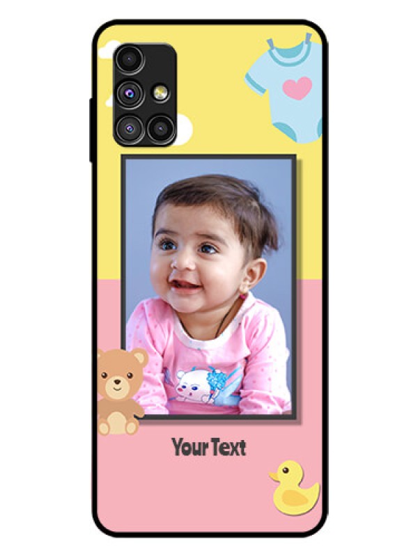 Custom Galaxy M51 Photo Printing on Glass Case  - Kids 2 Color Design