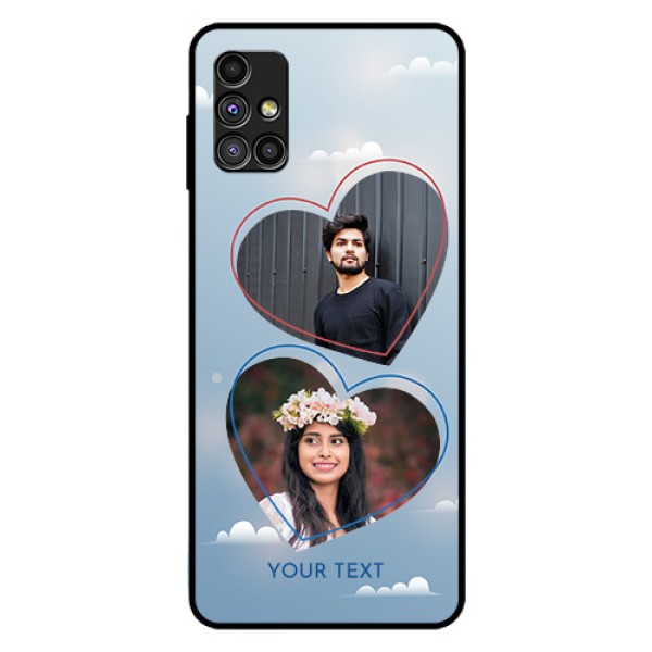 Galaxy M51 Custom Glass Mobile Case - Blue Color Couple Design Galaxy M51 Custom Glass Mobile Case - Blue Color Couple Design
