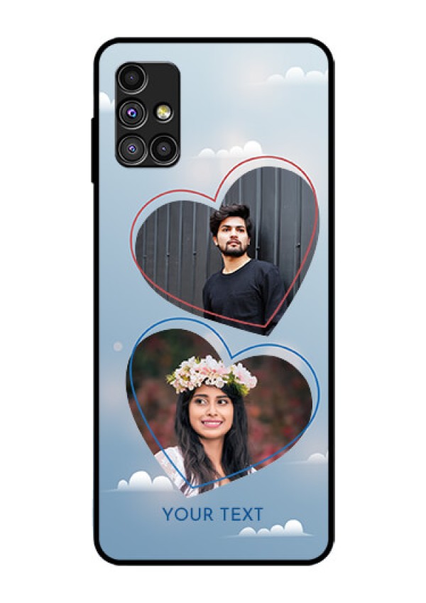 Galaxy M51 Custom Glass Mobile Case  - Blue Color Couple Design 