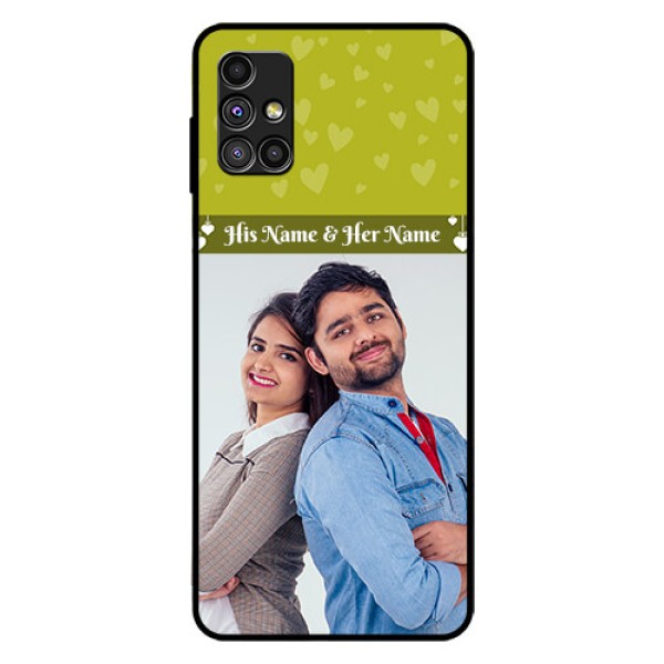 Galaxy M51 Custom Glass Phone Case - You & Me Heart Design Galaxy M51 Custom Glass Phone Case - You & Me Heart Design