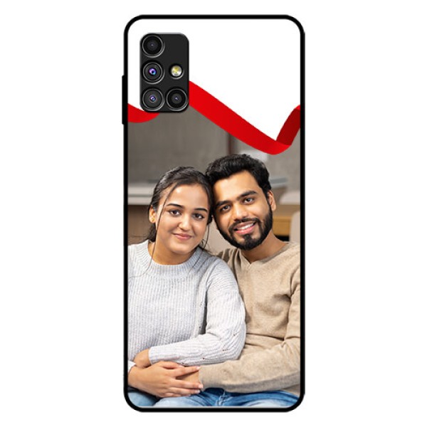 Galaxy M51 Photo Printing on Glass Case - Red Ribbon Frame Design Galaxy M51 Photo Printing on Glass Case - Red Ribbon Frame Design