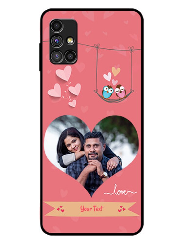 Custom Galaxy M51 Personalized Glass Phone Case  - Peach Color Love Design 