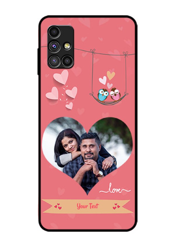 Galaxy M51 Personalized Glass Phone Case  - Peach Color Love Design 