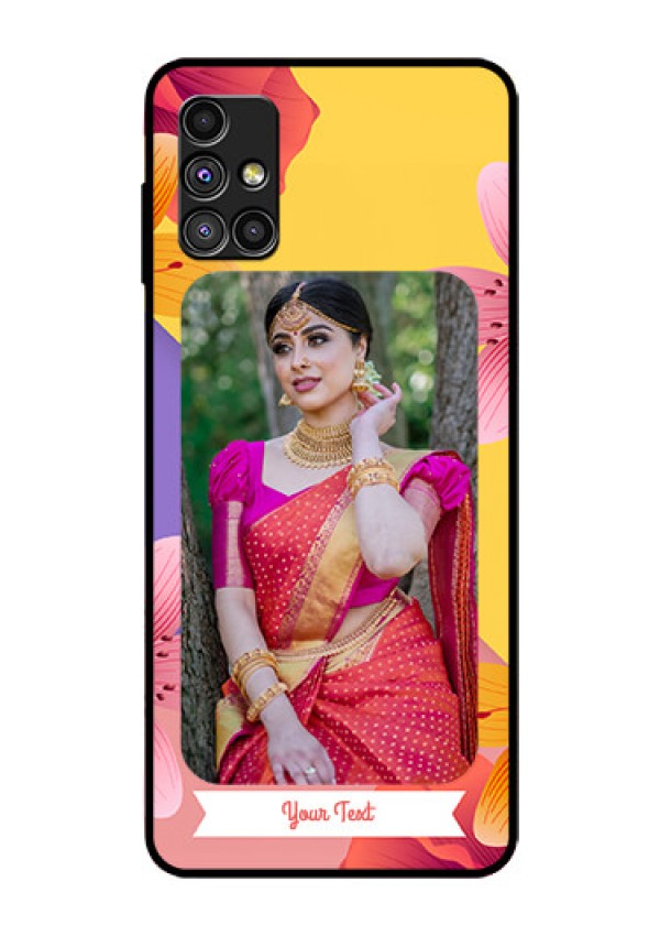 Galaxy M51 Custom Glass Mobile Case  - 3 Image With Vintage Floral Design