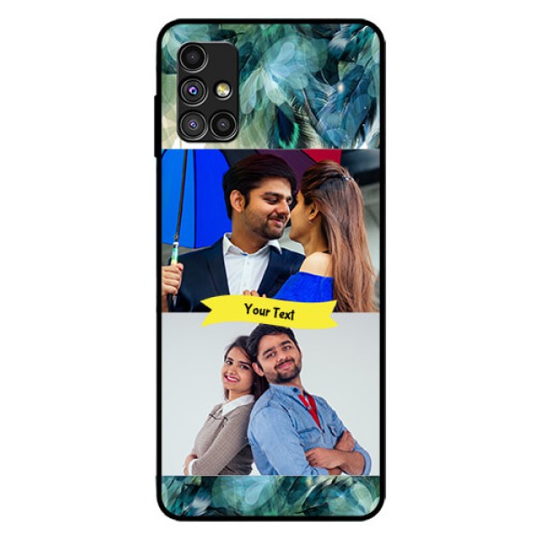 Galaxy M51 Personalized Glass Phone Case - Image with Boho Peacock Feather Design Galaxy M51 Personalized Glass Phone Case - Image with Boho Peacock Feather Design