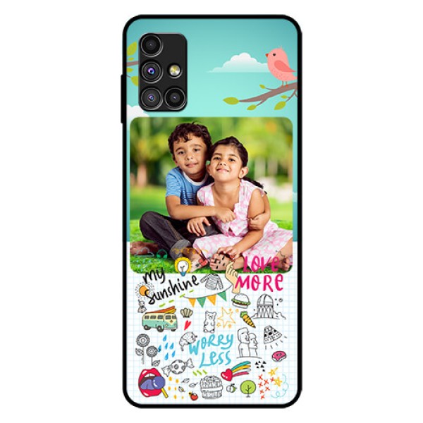 Galaxy M51 Photo Printing on Glass Case  - Doodle love Design